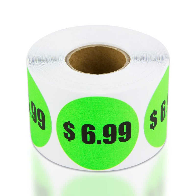 OfficeSmartLabels $6.99 Preprinted Price Stickers - 1.5 Inch Circle Round in Fluorescent Neon Green for Retail Store, Garage Sale, Yard Sale, Flea Market Pricing Labels and More - 300 Labels/Roll - Image 1